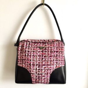 Prada Leather and Tweed Handbag